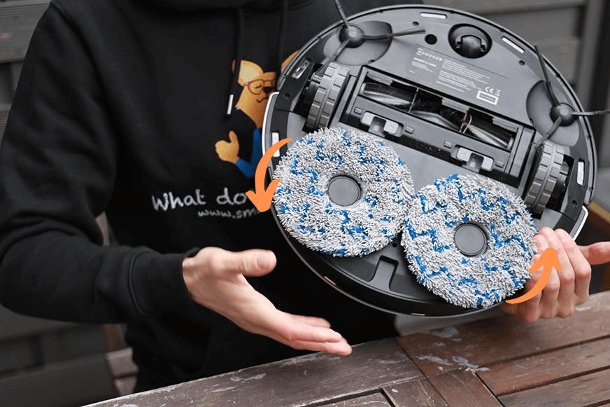 две вращающиеся салфетки Ecovacs Deebot X1 OMNI вид снизу